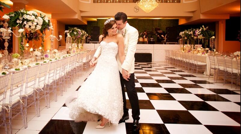 wedding black and white dance floor